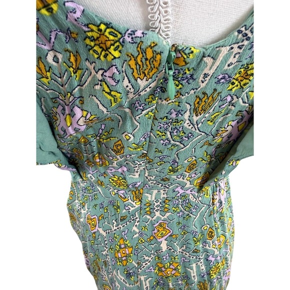 Anthropologie Women's Maeve Blossom Ruffled Mini Dress Sage Floral Draped Sz 8 - Picture 8 of 12